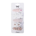 Set di 5 fermagli per capelli con ricamo a margherita e pizzo su carta bianca - Margherita Ricamata con Pizzo (PP283-1) / Tema Rosa (PP283-1)
