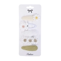 Set di 5 fermagli per capelli con margherite, pizzo e tessuti su cartoncino display - Pp283-4