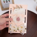 Baby girl 3-pack headband set featuring lace floral bow and sequin crown on card - Sequin Crown Pearl Mesh Style (DP259-5)