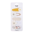 5-piece set of floral daisy hair clips with yellow stripes and fabric patterns - Checkered Theme