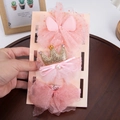 Set of three cute pink baby headbands with lace bows and golden glitter crown - Polka Dot Mesh Bow Sweet Style (DP259-6)