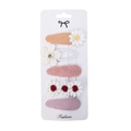 Five-piece daisy hair clip set for kids with floral embroidery and woven textures - Orange Theme