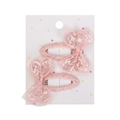Pinzas para el pelo con lentejuelas rosas y corazón para niñas, set de 2 piezas - Lazo de Mariposa con Lentejuelas Rosas (PP293-5) / Rosa
