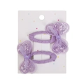 Set de dos pinzas para el cabello con lazos de lentejuelas púrpuras para niñas - Lazo de Mariposa con Lentejuelas Púrpuras (PP293-24) / Morado