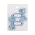 Pinzas para el pelo azul claro para niñas con lazos de corazón de lentejuelas y tela - Lazo de Mariposa con Lentejuelas Azules (PP293-26) / Azul