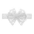 Diadema de encaje blanco para bebé con lazo grande bordado para recién nacidos y niñas - Estilo de Encaje Simple / Blanco (EE154-2)