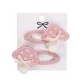 Set de dos pinzas para el pelo con hongos de tela rosa y lazos para niñas pequeñas - Estilo de Champiñón Rosa