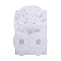 Set neonato con cappello a turbante bianco con fiocco e calzini in pizzo coordinati - Bianco