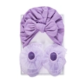 Set neonato viola lavanda con cappellino con fiocco e calzini di pizzo coordinati - Viola