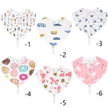 Set de baberos bandana de algodón para bebés con estampados y tira para mordedor - Color Mixto Aleatorio (WW104)