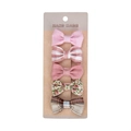 Set of 5 handmade cotton bow hair clips in pink, floral, and checkered patterns for kids - Five-Piece Set / Pink Theme Style (DP264-1)