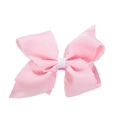 Pink large polyester bow hair clip with decorative wavy edges and subtle glitter finish - Light Pink