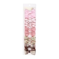 Lot de 10 barrettes noeuds en coton aux motifs floraux variés sur carte de support - Ensemble de 10 pièces / Rose-5 (DP263-5)