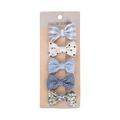 Five-piece cotton bow hair clip set for infants featuring blue floral and polka dot patterns - Five-Piece Set / Light Blue Theme Style (DP264-6)