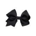 Classic black grosgrain ribbon bow hair clip with textured fabric for girls - Black