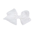 White grosgrain ribbon hair clip featuring double-layered bow with scalloped wavy edges - White