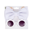Baby-Geschenkset mit weißem Schleifenstirnband und Sonnenbrille in Gänseblümchenform - Weiß