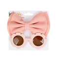 Baby Sonnenbrille in Blumenform und rosa Waffel-Stirnband Set auf weißer Karte - Hellrosa