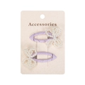 Set of two girls' light purple hair clips with pearl bow and floral decorations - Purple Bow Style