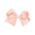 Light pink grosgrain rainbow ribbon bow hair clip with decorative scalloped edges - Snow Bud