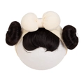 Beige katoenen baby hoofdband met strik, knotjes haarstuk en een pony pruikje - Beige Strikstijl (KK222-3)