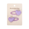 Sweet purple heart-shaped hair clips for girls with white pearls and mesh details - Purple Heart Style