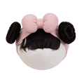 Roze katoenen baby hoofdband met strik, dubbele knotjes en een schattige nep pony - Lichtroze Strikstijl (KK222-14)