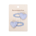 Pair of light blue heart-shaped BB hair clips with faux pearls on display card - Blue Heart Style