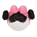 Roze baby hoofdband met zwarte pruikknotjes en strik op een witte achtergrond - Roze Strikstijl (KK222-22)