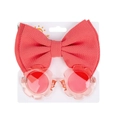 Coral red flower sunglasses and bow headband set for toddlers and kids on card - Coral