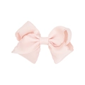 Light pink grosgrain ribbon bow hair clip with decorative scalloped edges for girls - White Pink