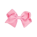 Pink grosgrain ribbon bow hair clip with scalloped edges for girls on white background - Pink