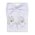 White baby headband and socks set with textured bubble fabric bows on card - White (DP268-2)