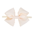 Hellrosa besticktes Baby-Stirnband mit Schleife aus Rippband und weichem Nylon - Cremeweiß