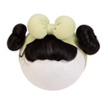 Infant light green knit headband with double hair buns, bangs, and a large bow - Light Green Bowknot Style (KK222-32)