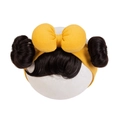 Infant headwrap with yellow cotton bow and black synthetic bun wigs on model stand - Yellow Bowknot Style (KK222-43)
