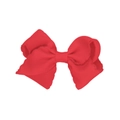 Vibrant red grosgrain ribbon bow hair clip with textured weave for children - Red