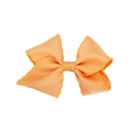 Handmade light orange grosgrain ribbon hair bow with elegant scalloped edge embroidery - Orange