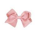 Pink rainbow grosgrain ribbon bow hair clip with decorative scallop edge stitching for girls - Blush