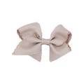 Lavender rainbow grosgrain bow hair clip with gold stitching and wavy edges - Taupe