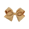 Champagne gold grosgrain ribbon hair clip featuring 3D bow and wavy stitched edges - Mustard Yellow