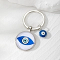 Portachiavi vintage malocchio con ciondolo in vetro blu e anello d'argento su pietra - 19# Occhio Blu Appuntito