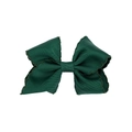 Classic dark green grosgrain ribbon hair bow with scalloped edges for girls - Dark Green