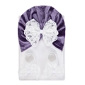 Ensemble turban bébé en velours violet et chaussettes à nœud en dentelle blanche - Style Violet (DP266-32)