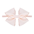 Soft pink nylon headband with embroidered ribbon bow for infants and toddlers - Pale Pink
