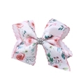 Fiocco per capelli con stampa floreale rosa e centro in strass scintillanti - Stile Rosa Rosa (PP301-1)