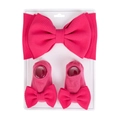 Baby bow headband and socks set in rose pink textured knit fabric on display card - Magenta (DP268-17)