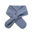 Navy blue winter faux cashmere neck warmer with a soft knitted cross-over design - Light Blue