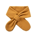 Soft ginger yellow cashmere-feel knitted neck warmer for babies with crossover design - Turmeric