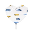 Cotton baby bandana bib with blue car pattern, multi-layer gauze and snap buttons - Car Print (WW104-2)